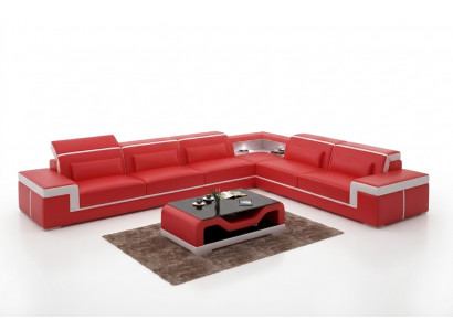 Design Wunnzëmmer Ecksofa Miwwelen Eckcouch Ledercoussin Couch Sofa L Form + Dësch