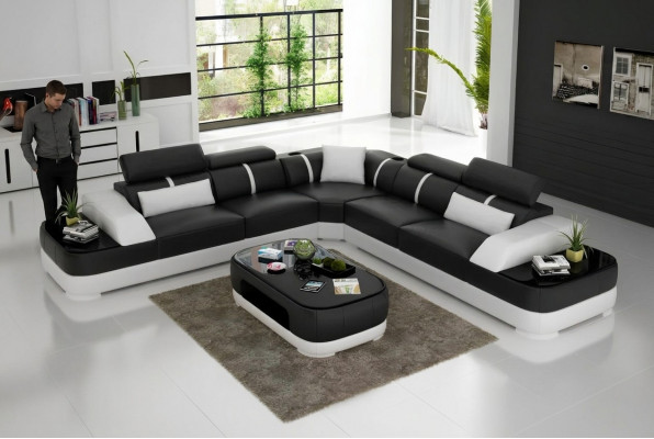 Wunnzëmmer Eckcouch Design Ecksofa Miwwelen Modern Liederpolster Couch