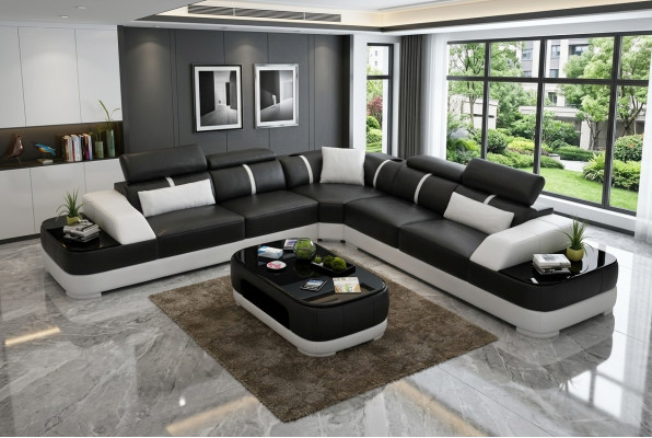 Wunnzëmmer Eckcouch Design Ecksofa Miwwelen Modern Liederpolster Couch