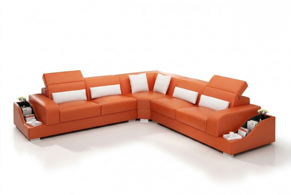 Design Miwwel Ecksofa Wunnzëmmer Eckcanapé Liederpolster Couch Sofa