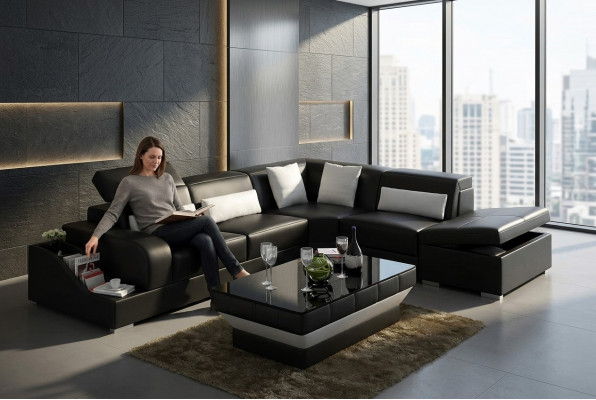 Modernen Design Eckcouch Ecksofa Wunnzëmmer Liederpolster Couch Sofa