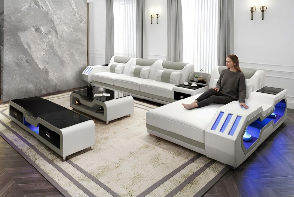 Léierpolster Design Eckecksofa Eckcouch Couch Sofa L-Form Wunnlandschaft