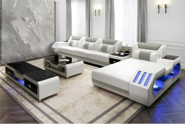 Léierpolster Design Eckecksofa Eckcouch Couch Sofa L-Form Wunnlandschaft