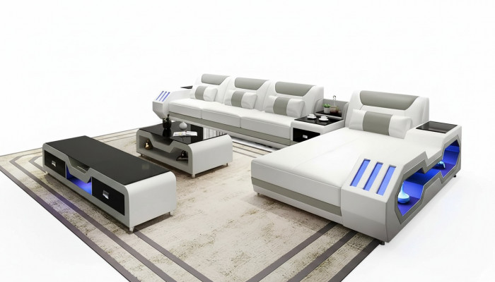 Léierpolster Design Eckecksofa Eckcouch Couch Sofa L-Form Wunnlandschaft
