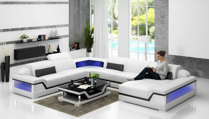 Eckgarnitur Ecksofa Polster Eckcouch 2-Stéck Set Nei Modern Wunnzëmmer