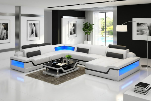 Ledersofa Ecksofa U-Form Modern Sofa Wunnlandschaft Ledercouch