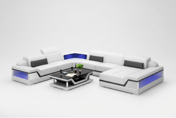 Ledersofa Ecksofa U-Form Modern Sofa Wunnlandschaft Ledercouch