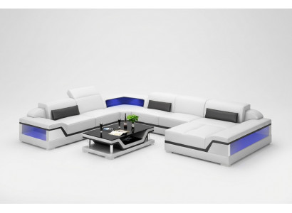 Ledersofa Ecksofa U-Form Modern Sofa Wunnlandschaft Ledercouch