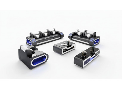 Modern Ledersofa Garnitur Couch Polstersofa Garniture Ledersofa Sideboard Nei