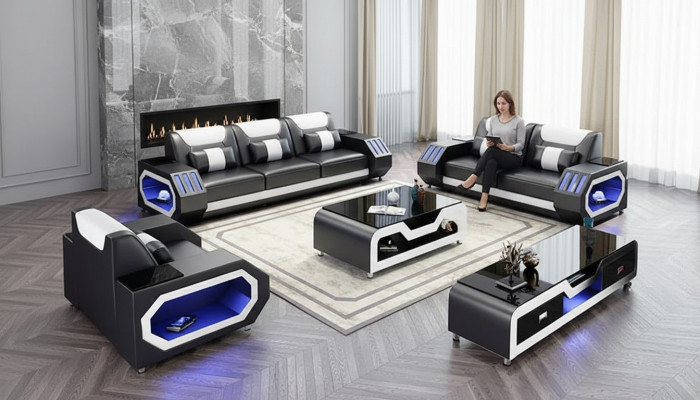 Sofagarnitur 321 Sëtz Modern Sofa Ledersofa Designer Sofa Wunnlandschaft Nei