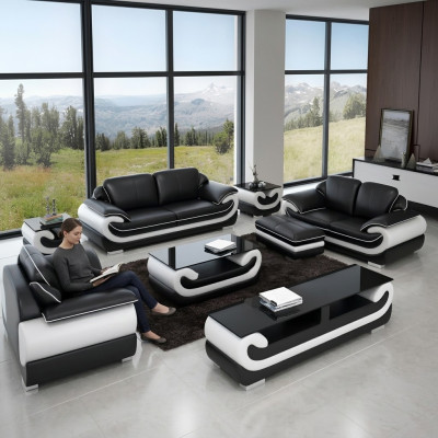 Sofagarnitur 321 Sëtzer Wunnlandschaft Modern Sofa Ledersofa Designer