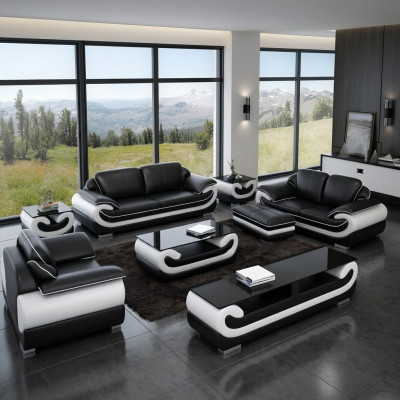 Sofagarnitur 321 Sëtzer Wunnlandschaft Modern Sofa Ledersofa Designer