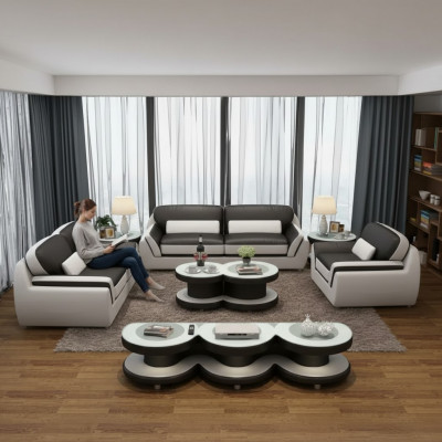 Designer-Sofa Ledersofa Sofagarnitur 321-Sëtzer Modern Sofa Wunnlandschaft
