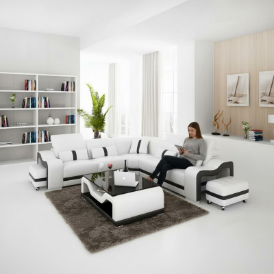 Eckcouch Sëtzpolster Eckgarnitur Wunnlandschaft Canapé Couch Hocker Couchtisch Nei