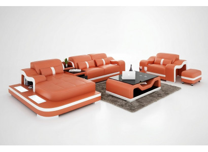 Moderne Eckcouch Couch an L-Form Dekosessel, Salon Dësch, Hocker, Eckcouch, Polstersëtz