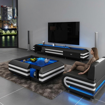 Couchtisch Designer Dësch Couchtisch Dëscher Glastësch Beliicht