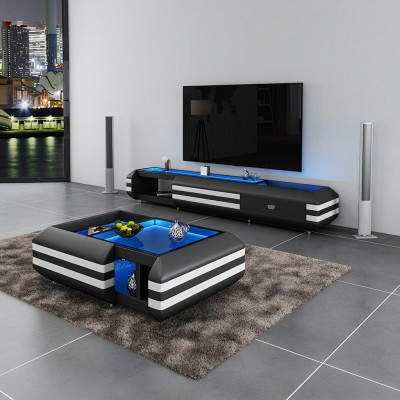 Couchtisch Designer Dësch Couchtisch Dëscher Glastësch Beliicht