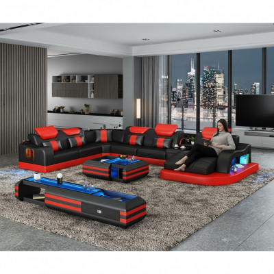 Eckcanapé Polster Eckcanapé Sideboard U-Form Miwwelstéck Liederkanapé Wunnlandschaft Nei
