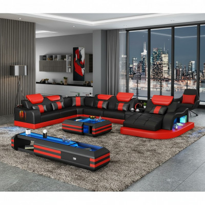Eckcanapé Polster Eckcanapé Sideboard U-Form Miwwelstéck Liederkanapé Wunnlandschaft Nei