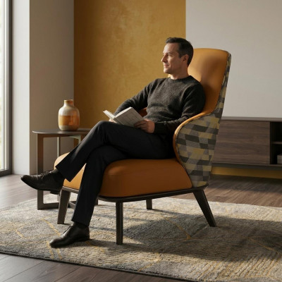 Modernt Fotell Polstersëtz Oueren-Sofa Canapé Designer Club Still Léin