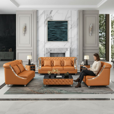 Chesterfield Liederdivan Canapé Këssen Komplett Set Garnitur 6tlg. Sëtz Set Lieder