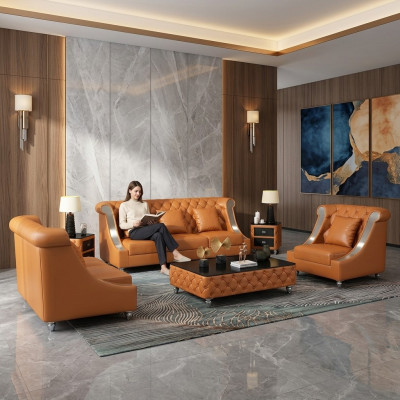 Modern Sofa Couch 3-Sëtz Chesterfield Liederdivan Dräisëtzer Couchen