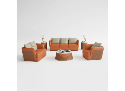 Italienesch Designer Wunnzëmmer Miwwelen Ledersofa Canapé Garnitur Sofa Canapé Set