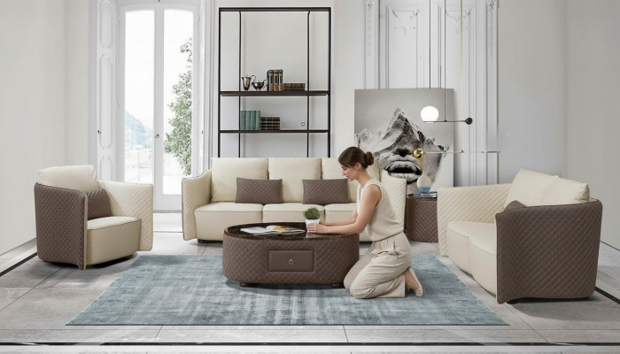 Design Liederdivan Couch Polster Garnitur Sofa 321 Sëtzer Klassesch Couchen Nei