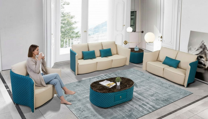 Ledercouch Sofa Couch Designer Polsterausstatung 2-Deels Set Sitzgarnitur Couchen