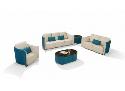 Ledercouch Sofa Couch Designer Polsterausstatung 2-Deels Set Sitzgarnitur Couchen
