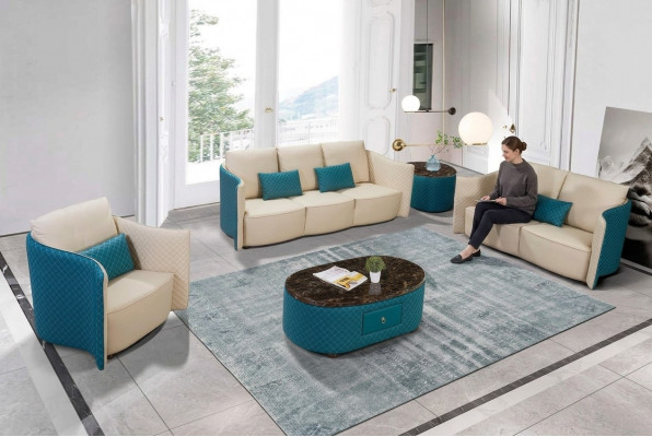 Dreeseeter Italieneschen Stil Sofa 3 Sëtzer Modern Sofa Ledersofa Canapé