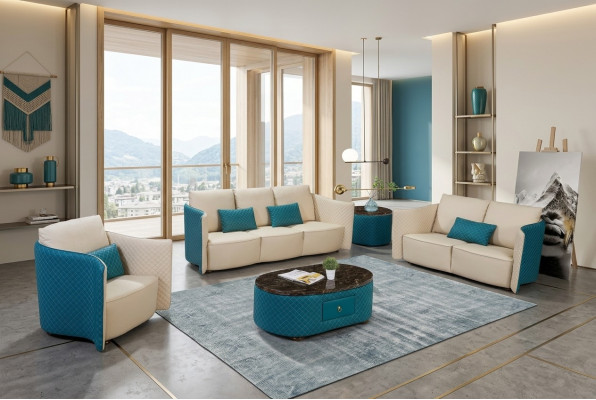 Dreeseeter Italieneschen Stil Sofa 3 Sëtzer Modern Sofa Ledersofa Canapé