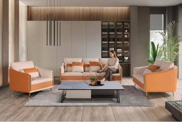 Designer Canapé Sofa 3 Sëtzer Modern Sofa Wunnlandschaft Ledercanapé