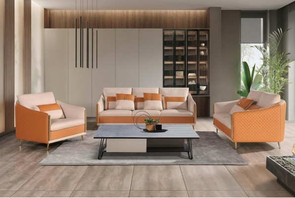 Designer Canapé Sofa 3 Sëtzer Modern Sofa Wunnlandschaft Ledercanapé