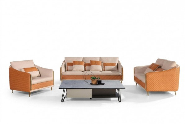 Designer Canapé Sofa 3 Sëtzer Modern Sofa Wunnlandschaft Ledercanapé