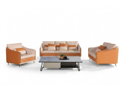 Designer Canapé Sofa 3 Sëtzer Modern Sofa Wunnlandschaft Ledercanapé