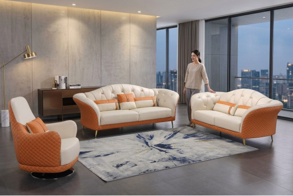 Exklusiv Polster Designer Miwwel 32 Sëtzer Canapé Garnitur 2tlg. Wunnlandschaft