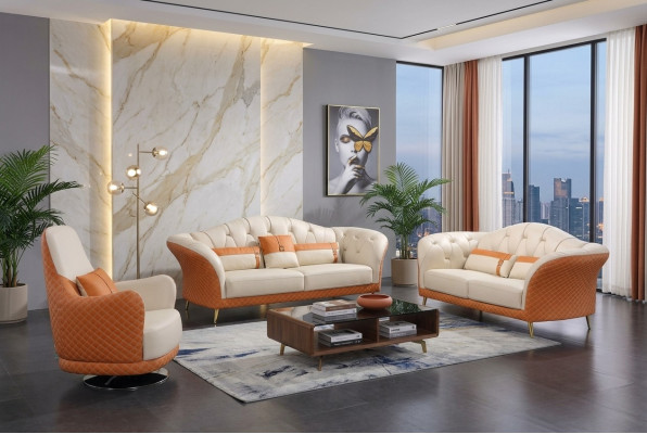 Exklusiv Polster Designer Miwwel 32 Sëtzer Canapé Garnitur 2tlg. Wunnlandschaft
