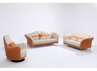 Exklusiv Polster Designer Miwwel 32 Sëtzer Canapé Garnitur 2tlg. Wunnlandschaft