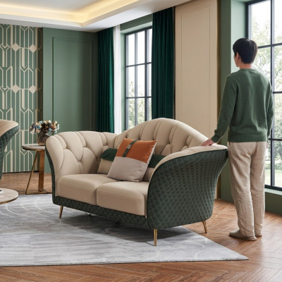 Dräisëtzer italienesche Stil Miwwelen Zofa 3 Sëtzer Modern Zofa Liederzofa Canapé