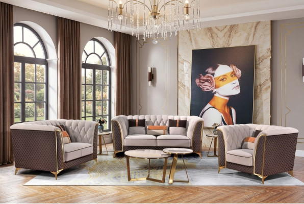 Exklusiv Gepolstert Miwwelen 32-sëtzeger Canapé Garnitur 2tl. Designer Wunnlandschaft