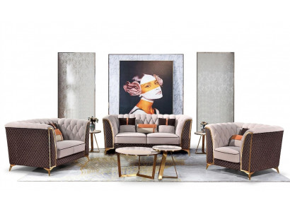 Exklusiv Gepolstert Miwwelen 32-sëtzeger Canapé Garnitur 2tl. Designer Wunnlandschaft