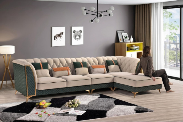 Eckcouch L Form Modern Sofa Liederhocker Eckgarnitur Gepolstert Wunnlandschaft