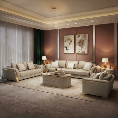Design Wunnlandschaft Sofagarnitur 3+2 Sëtzer Ledersofa Wunnzëmmer