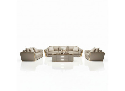 Design Wunnlandschaft Sofagarnitur 3+2 Sëtzer Ledersofa Wunnzëmmer