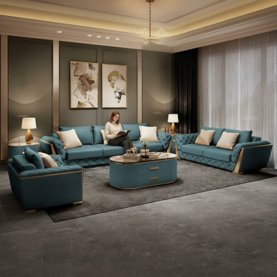Lieder Designer Canapé Couch Polster Garnitur 6tlg. Set Garnituren Couchtisch