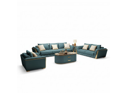 Lieder Designer Canapé Couch Polster Garnitur 6tlg. Set Garnituren Couchtisch