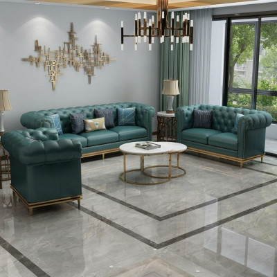 Liederkanapee Sofa Chesterfield Sofaen Couchen Polstergrupp Ledercouch Wunnzëmmer