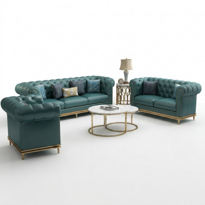 Liederkanapee Sofa Chesterfield Sofaen Couchen Polstergrupp Ledercouch Wunnzëmmer