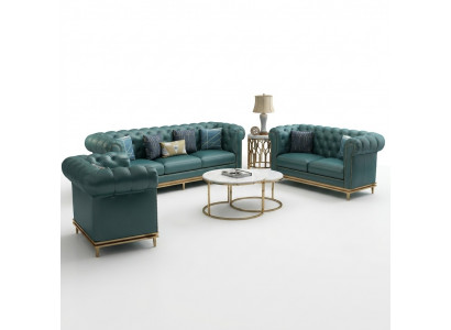 Liederkanapee Sofa Chesterfield Sofaen Couchen Polstergrupp Ledercouch Wunnzëmmer